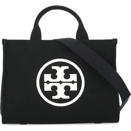 Schwarze Baumwoll-Einkaufstasche mit Logo , Damen, Größe: ONE Size - TORY BURCH - Modalova