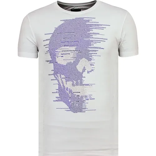 T-Shirt Skull Glitter - Coole T-Shirts mit Strasssteinen - 6338W - Local Fanatic - Modalova
