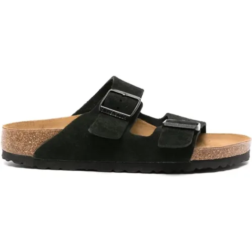 Suede Leather Two-Strap Comfort Sandal , male, Sizes: 8 UK, 7 UK, 6 UK, 9 UK, 5 UK, 10 UK, 4 UK, 11 UK - Birkenstock - Modalova