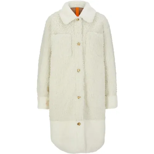 Relaxed Fit Plush Coat with Tonal Panels and Pockets , female, Sizes: M, XL - Hugo Boss - Modalova