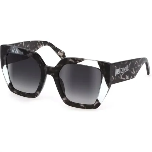 Stylische Sonnenbrille Schwarz-Weiß mit Grauen Gläsern - Just Cavalli - Modalova