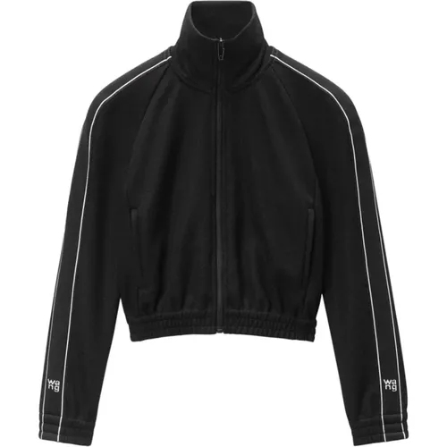 Schwarze Jacke mit Logo-Tape Details , Damen, Größe: S - alexander wang - Modalova