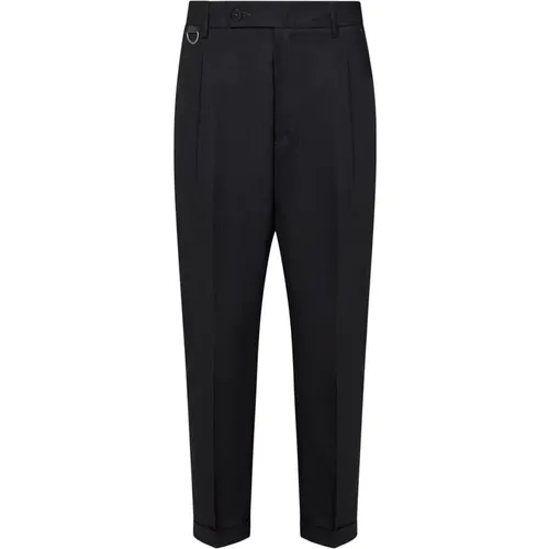 Slim Fit Dark Gray Wool Trousers , male, Sizes: W34, W32, W38, W31, W36, W30, W33 - Low Brand - Modalova