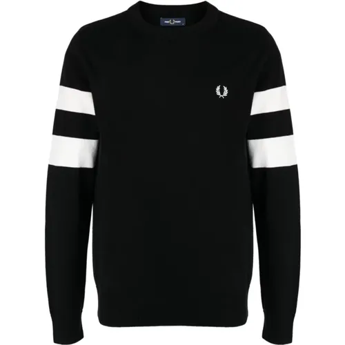 Schwarze Pullover mit Rundhalsausschnitt , Herren, Größe: L - Fred Perry - Modalova