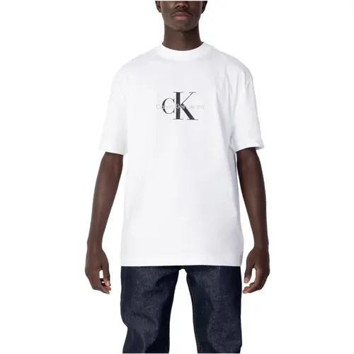 Weißes Bedrucktes Rundhals T-Shirt - Calvin Klein Jeans - Modalova