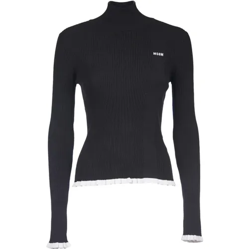 Logo Sweater with Ruffled Finish , female, Sizes: XS, M - Msgm - Modalova