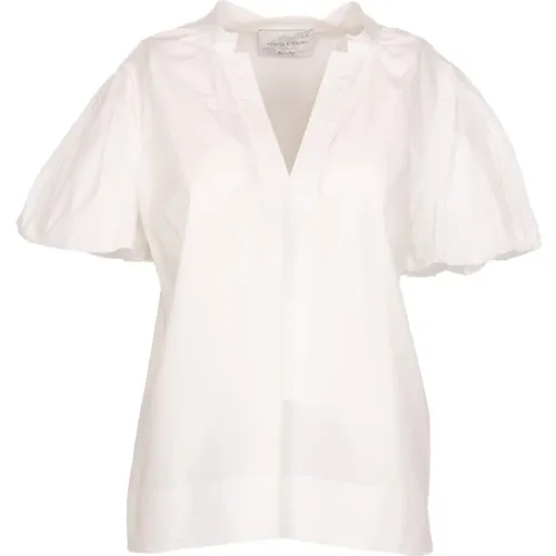 Ivory Boxy Bluse Sahara Design , Damen, Größe: L - Vicario Cinque - Modalova