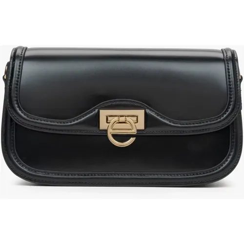 Damen Kleine Schwarze Schultertasche mit Gold-Hardware Er00115776 - Estro - Modalova