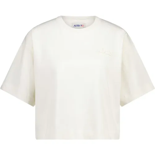 Cropped Cotton T-Shirt , female, Sizes: L, M, S - Autry - Modalova