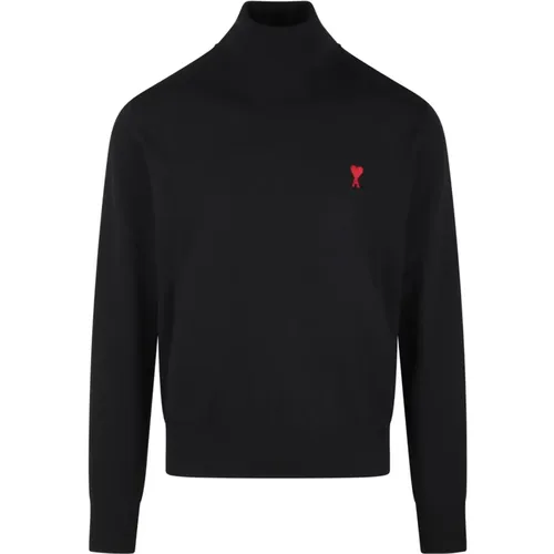 Roter Herz Turtleneck Pullover , Herren, Größe: XL - Ami Paris - Modalova