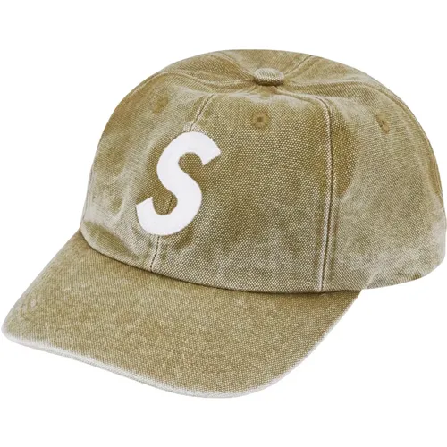 Canvas S Logo 6-Panel Hat Olive , female, Sizes: ONE SIZE - Supreme - Modalova