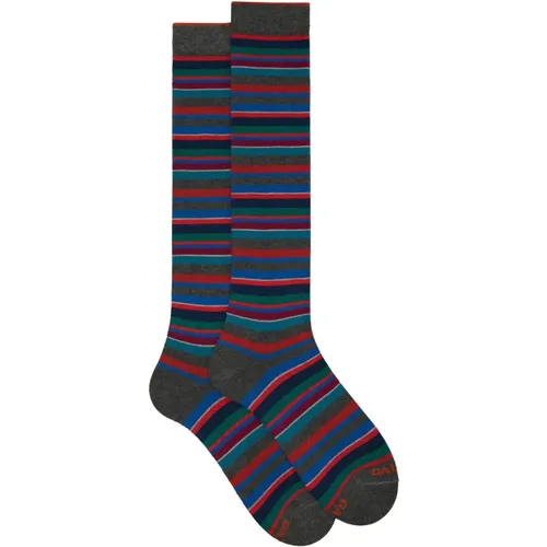 Bunte Gestreifte Baumwoll-Kaschmir-Socken , Herren, Größe: M - Gallo - Modalova