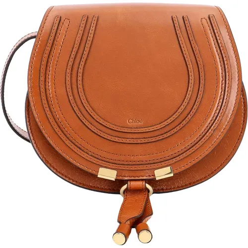 Leather Shoulder Bag with Flap , female, Sizes: ONE SIZE - Chloé - Modalova