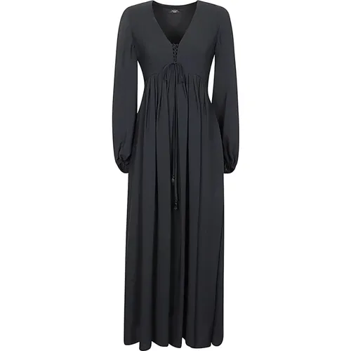 Langes Schwarzes Kleid aus Acetat und Seide , Damen, Größe: 3XS - Max Mara Weekend - Modalova