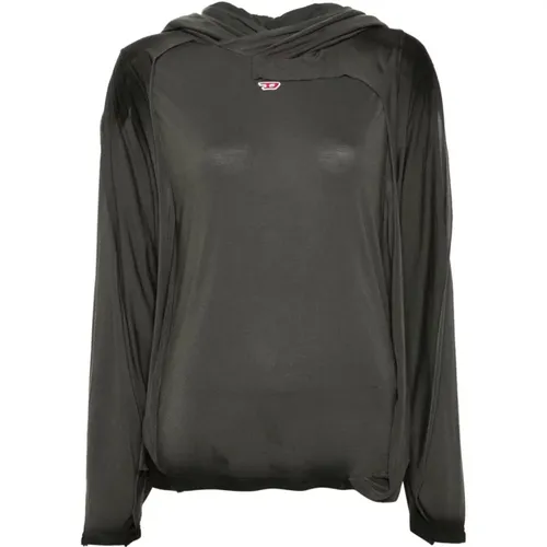 Vintage Grauer Hoodie Sweatshirt Jersey Textur , Damen, Größe: M - Diesel - Modalova