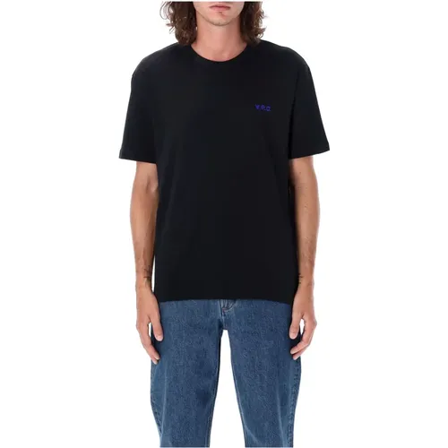 Boxy Petite VPC T-Shirt Schwarz + Blau , Herren, Größe: L - A.P.C. - Modalova