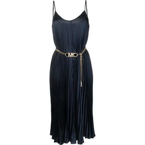 Blaues Plissiertes Slip Midi Kleid - Michael Kors - Modalova