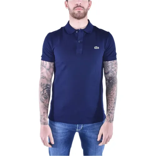 Marineblaues Slim Fit Kurzarm-Polo aus Baumwolle , Herren, Größe: S - Lacoste - Modalova