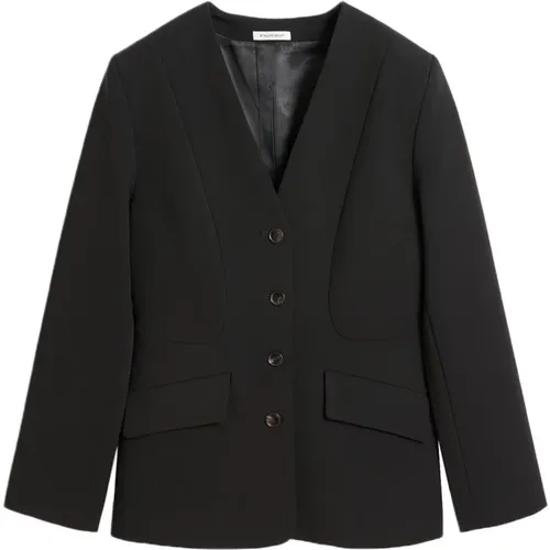 Kragenloser Blazer in Schwarz - By Malene Birger - Modalova