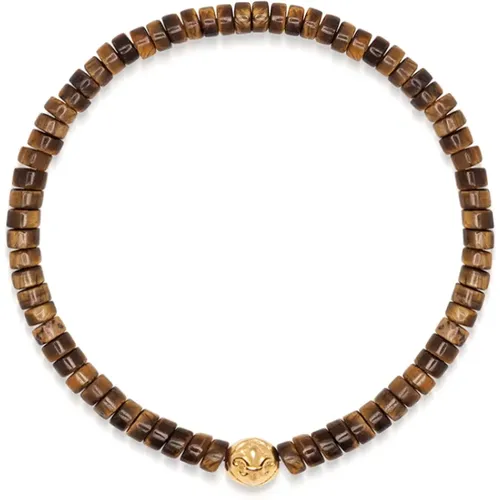 Men& Wristband with Tiger Eye Heishi Beads , male, Sizes: XL - Nialaya - Modalova
