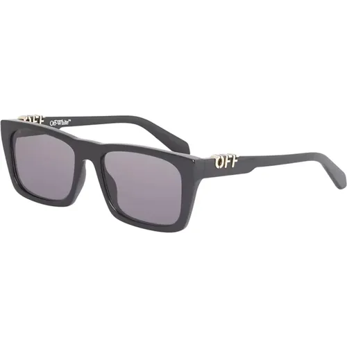 Schwarzer Rahmen Dunkelgraue Linse Sonnenbrille - Off White - Modalova