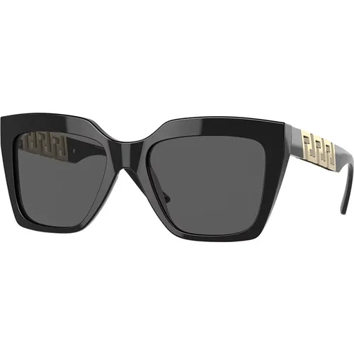 Stilvolle Sonnenbrille Schwarz Dunkelgrau , Damen, Größe: 56 MM - Versace - Modalova