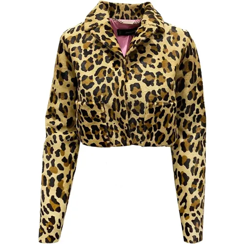 Leopard Cropped Jacket , female, Sizes: S - Dsquared2 - Modalova