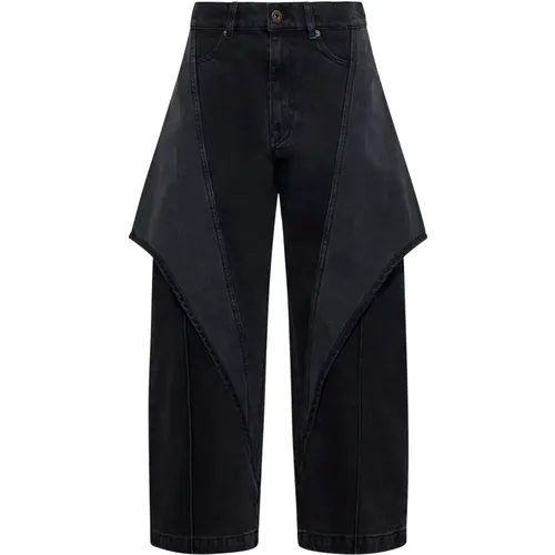 Graue Denim Jeans,Asymmetrische Logo Jeans Crop - JW Anderson - Modalova