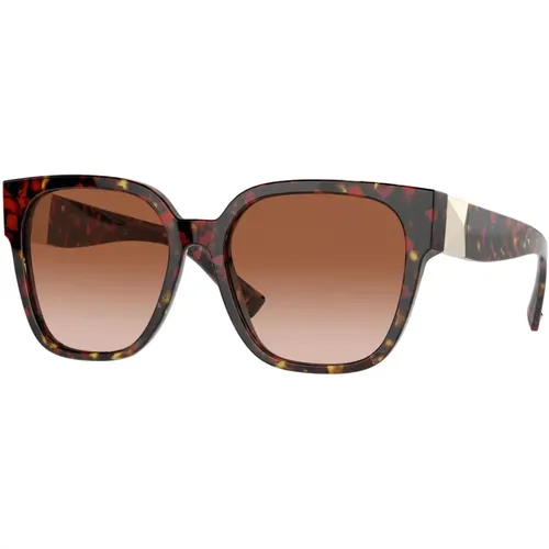 Red Havana Sunglasses , female, Sizes: 55 MM - Valentino - Modalova