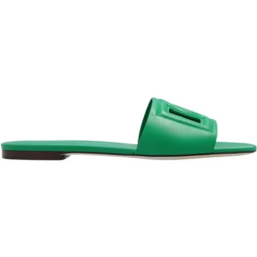 Bianca leather slides , Damen, Größe: 39 1/2 EU - Dolce & Gabbana - Modalova