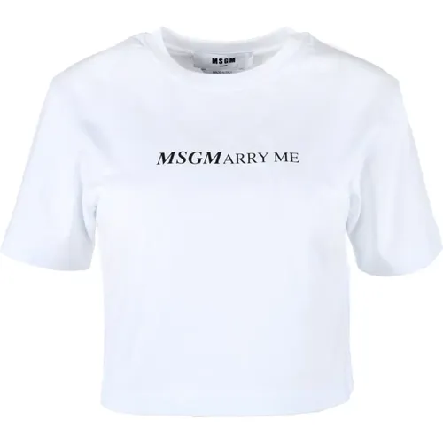 Baumwoll-T-Shirt mit einzigartigem Design - MSGM - Modalova