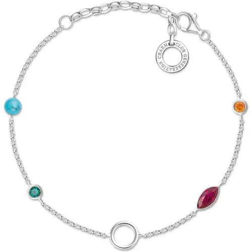 Sterling Silver Bracelet with Glass-Ceramic Stone and Synthetic Turquoise , female, Sizes: ONE SIZE - Thomas Sabo - Modalova
