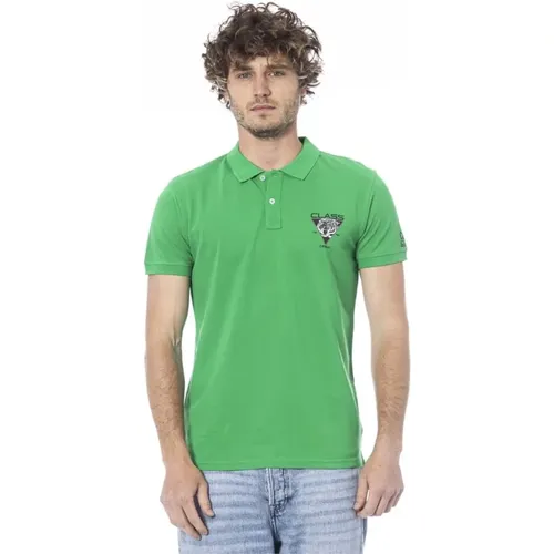 Klassisches Polo Shirt Logo Detail Baumwolle , Herren, Größe: L - Cavalli Class - Modalova