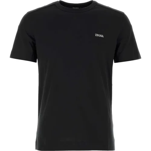 Schwarzes Baumwoll-T-Shirt , Herren, Größe: 2XL - Z Zegna - Modalova