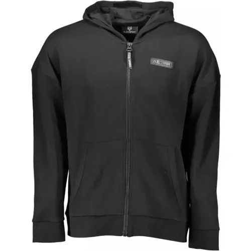 Schwarzer Zip Hoodie mit Kontrastierenden Akzenten , Herren, Größe: M - Plein Sport - Modalova