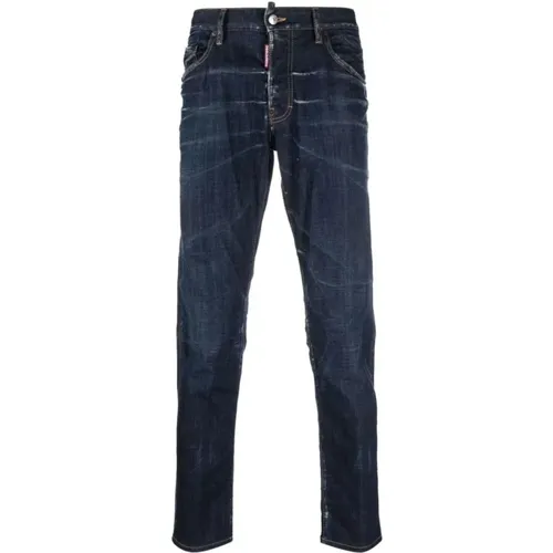 Vintage Skater Jeans Blau Distressed Gebleicht , Herren, Größe: S - Dsquared2 - Modalova