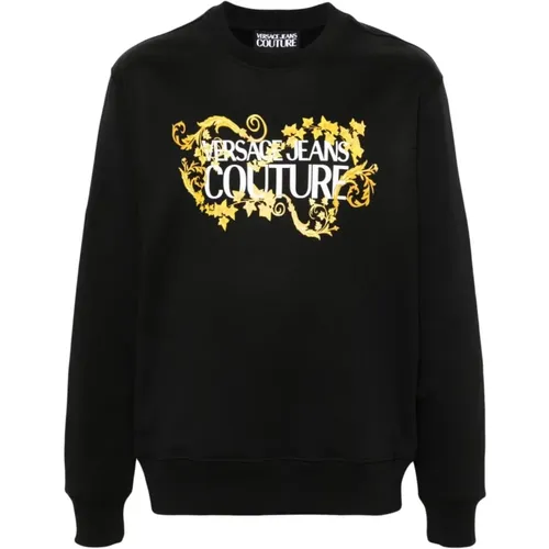 Logo Print Crew Neck Sweater , Herren, Größe: M - Versace Jeans Couture - Modalova