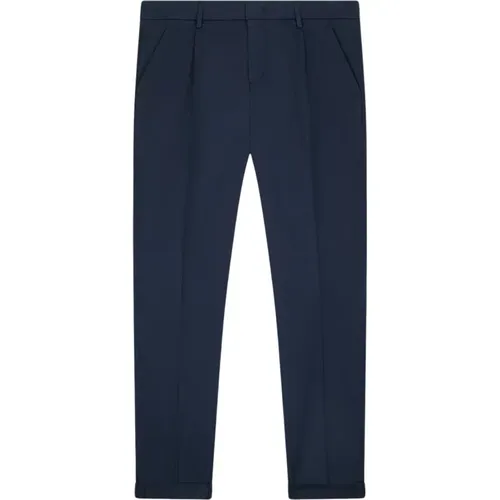 Blaue Plissierte Chino Hose , Herren, Größe: W30 - Dondup - Modalova