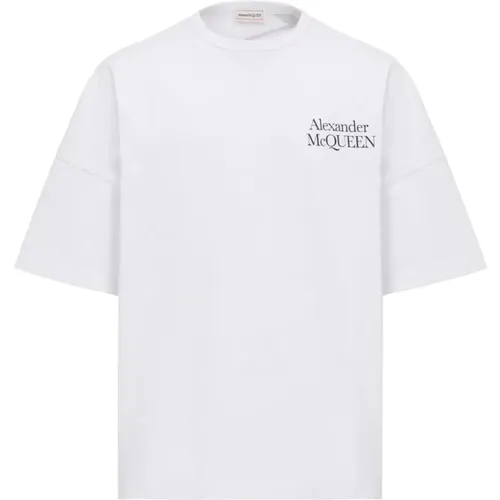 Exploded Logo T-Shirt Weiß/Schwarz , Herren, Größe: L - alexander mcqueen - Modalova