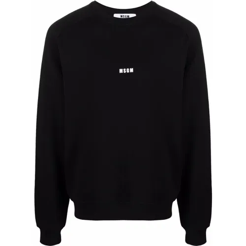 Schwarzes Logo Crew Neck T-shirt , Herren, Größe: XL - MSGM - Modalova