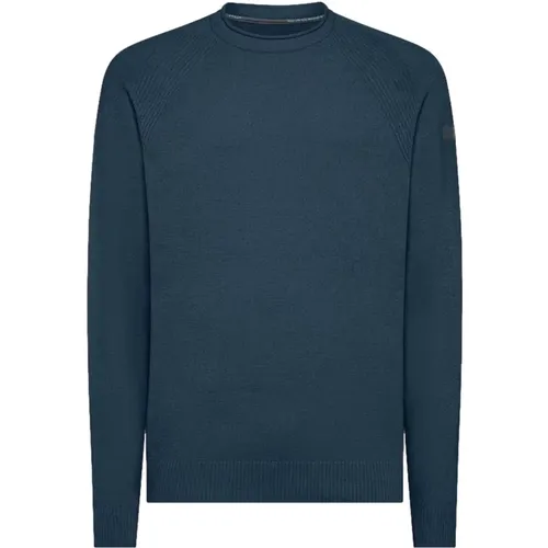 Weicher Chenille Rundhalsausschnitt Blauer Pullover , Herren, Größe: L - RRD - Modalova