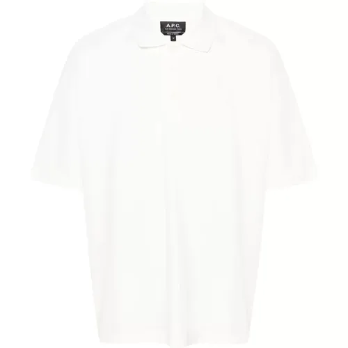 Weißes Baumwoll-Polo-Shirt Pique , Herren, Größe: L - A.p.c. - Modalova