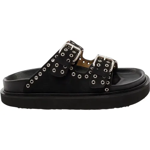Leather Slip-on Sandals with Double-Buckle Detail , female, Sizes: 6 UK - Isabel marant - Modalova