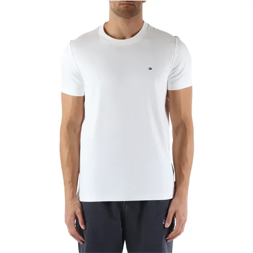 Slim Fit Baumwoll T-Shirt mit Frontlogo-Stickerei , Herren, Größe: 2XL - Tommy Hilfiger - Modalova