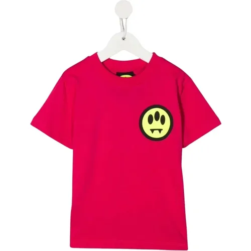 Fuchsia Smiley Print Crewneck T-shirt - Barrow - Modalova