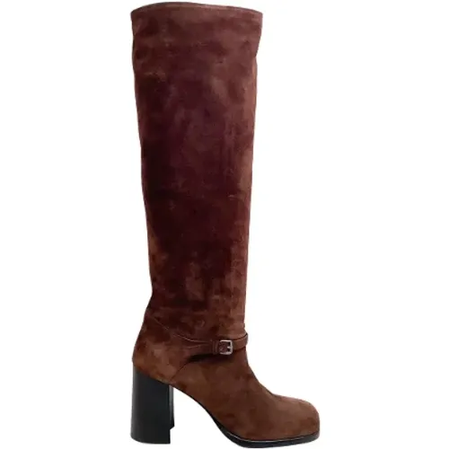 Pre-owned Suede boots , female, Sizes: 7 UK - Miu Miu Pre-owned - Modalova