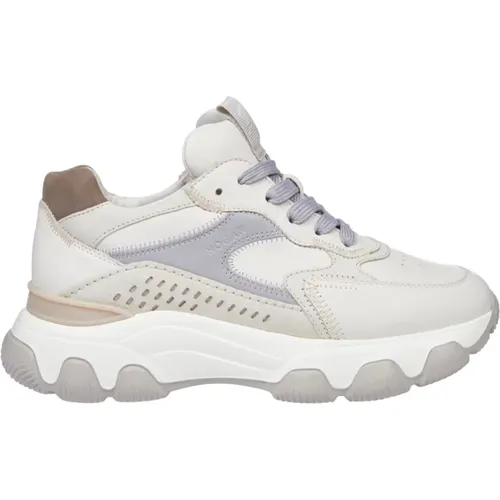 Creme Hyperaktive Sneakers mit Multicolor-Einsätzen , Damen, Größe: 39 EU - Hogan - Modalova