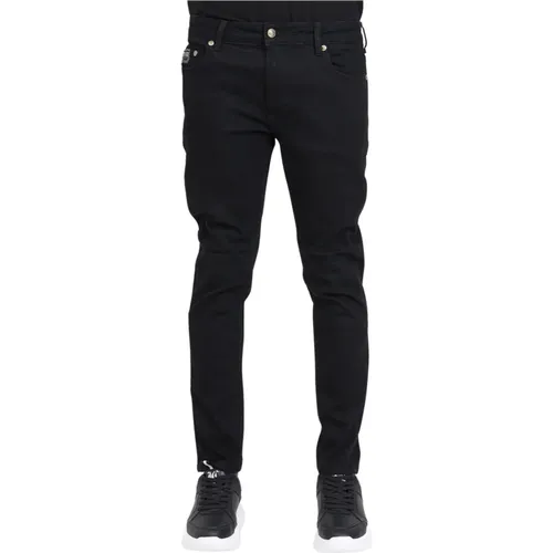 Schwarze Skinny Fit Logo Patch Hose , Herren, Größe: W30 - Versace Jeans Couture - Modalova