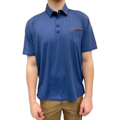 Indigo Blaues Oxford Polo Shirt mit Taschenkante , Herren, Größe: S - RRD - Modalova