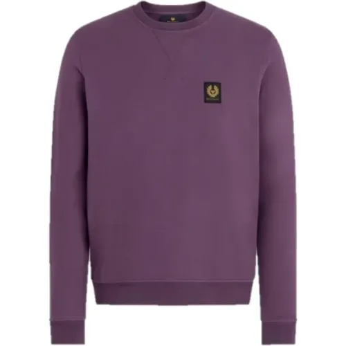 Klassischer Dark Garnet Sweatshirt aus Bouclé Baumwolle , Herren, Größe: L - Belstaff - Modalova